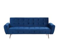 Beliani Modern Velvet Sofa Bed Blue Selnes