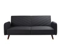 Beliani Faux Linen Sofa Bed Black Senja, Black