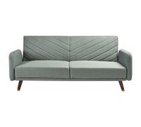 Beliani Sofa Bed 3 Seater Senja Faux Linen Light Green
