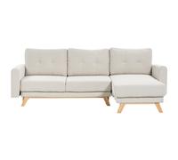 Beliani Sofa Bed 3 Seater Siro Fabric Light Beige With Storage Left Hand