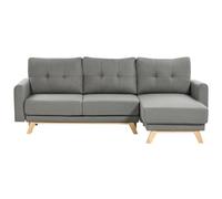 Beliani Sofa Bed 3 Seater Siro Fabric Grey With Storage Left Hand