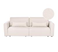 Beliani Sofa Bed 3 Seater Vaxholm With Storage Boucle Light Beige