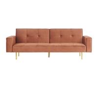 Beliani Sofa Bed 3 Seater VISNES Velvet Golden Brown, Brown