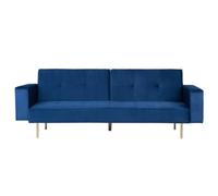 Beliani Sofa Bed 3 Seater Visnes Velvet Navy Blue