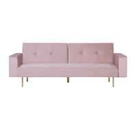Beliani Velvet Sofa Bed Pink Visnes, Pink