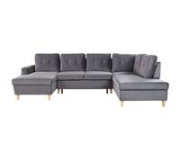 Beliani Sofa Bed 4 Seater Lerum Velvet Grey
