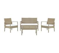 Beliani Sofa Set With Table Marsala Pe Rattan Light Brown