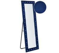 Beliani Standing Mirror Ansouis 150 Cm Velvet Navy Blue