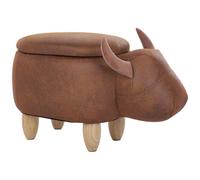 Beliani Storage Animal Stool Cow Cow Faux Leather Light Brown