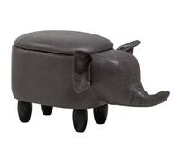 Beliani Storage Animal Stool Elephant Faux Leather Dark Grey Elephant