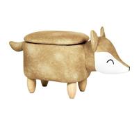 Beliani Modern Velvet Stool Orange Upholstery Storage Children Solid Wood Animal Fox