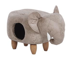 Beliani Storage Animal Stool Jumbo Elephant Faux Leather Grey
