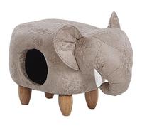 Beliani Storage Animal Stool Jumbo Faux Leather Grey Elephant
