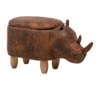 Beliani Storage Animal Stool Rhino Faux Leather Light Brown Rhino