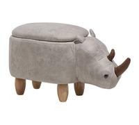 Beliani Storage Animal Stool Rhino Faux Leather Light Grey Rhino