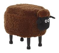 Beliani Storage Animal Stool Sheep Sheep Fabric Brown