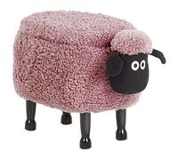 Beliani Storage Animal Stool Sheep Sheep Fabric Pink