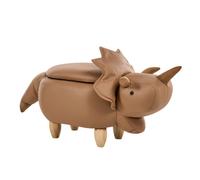 Beliani Storage Animal Stool Triceratops Dinosaur Fabric Brown