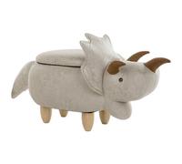 Beliani Storage Animal Stool Triceratops Fabric Light Grey Dinosaur
