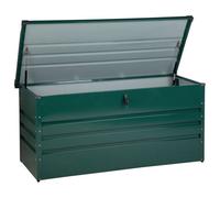 Beliani Storage Box Dark Green Steel Garden Lockable Lid 400L | Metal, Galvanised, Full Assembly Required, 50 kg Capacity, Outdoor Use, 132 x 64 cm
