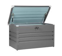 Beliani Storage Box Grey Steel Garden Lockable Lid 300L | Metal, Galvanised, Full Assembly Required, 30 kg Capacity, Outdoor Use, 100 x 60 cm