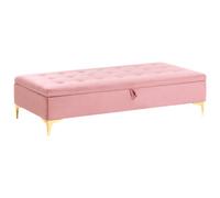 Beliani Storage Ottoman ABERDEEN Velvet Pink, Pink