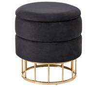 Beliani Storage Pouffe ELGIN Velvet Black, Black