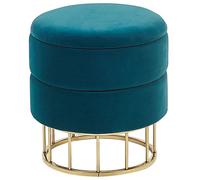 Beliani Storage Pouffe Teal Blue Elgin, Blue