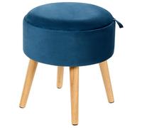 Beliani Storage Stool NEELY Velvet Navy Blue, Blue