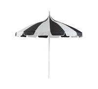 Beliani Stylish Garden Market Parasol ⌀ 2.45 m White Aluminium Pole Black and White Polyester Fabric Minoa