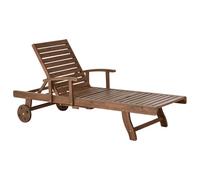 Beliani Sun Lounger Amantea Acacia Wood Dark Brown