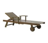 Beliani Acacia Wood Reclining Sun Lounger Dark AMANTEA