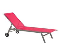 Sun Lounger LEVANZO Reclining Metal Red