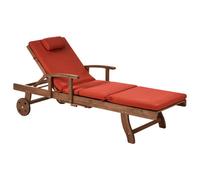 Beliani Sun Lounger With Cushion Amantea Premium Acacia Wood Red