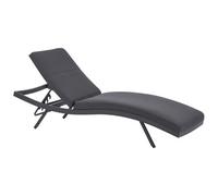 Sun Lounger with Cushion AMELIA Reclining Metal Dark Grey