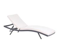 Sun Lounger with Cushion AMELIA Reclining Metal Light Beige