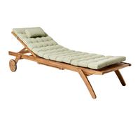 Sun Lounger with Cushion CESANA PREMIUM Acacia Wood Light Green