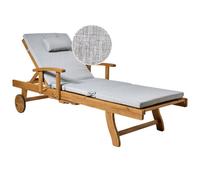 Beliani Sun Lounger With Cushion Java Premium Acacia Wood Grey, Brown