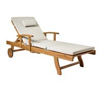 Beliani Sun Lounger With Cushion Java Premium Acacia Wood Taupe