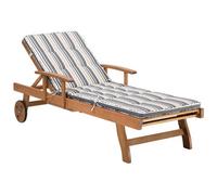 Beliani Sun Lounger With Cushion Java Reclining Acacia Wood Dark Blue