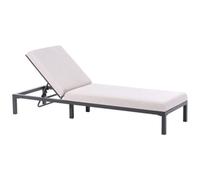 Sun Lounger with Cushion LARIANO Reclining Metal Light Beige