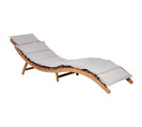 Sun Lounger with Cushion LUINO Acacia Wood Grey