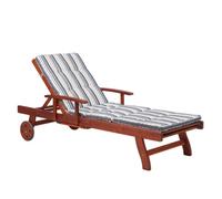 Beliani Sun Lounger With Cushion Toscana Reclining Acacia Wood Dark Blue
