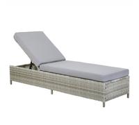 Beliani Sun Lounger With Cushion Turin Reclining Pe Rattan Grey