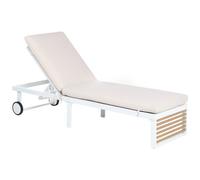 Beliani Sun Lounger With Cushion Verdello Reclining Metal Beige