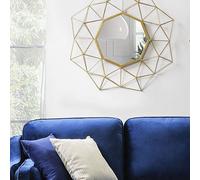 Beliani Sun Star Gold Wall Mirror 69 X 80 Cm - Dimensional Art Deco Geometric Frame