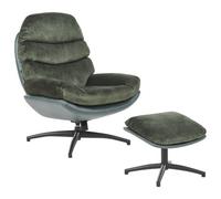 Beliani Swivel Armchair Eide With Footstool Velvet Dark Green