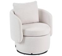 Beliani Swivel Armchair Horsens With Storage Fabric Off-White