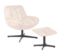 Beliani Swivel Armchair Lia With Footstool Velvet Beige