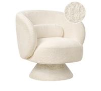 Beliani Swivel Armchair Lieksa Boucle Off-White